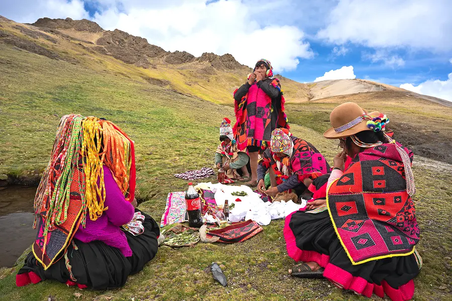 Q'eros woman in traditional Andean textiles, cultural portrait photography in Peru